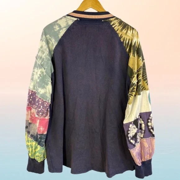 SOLD Free People We The Free Marley Cardigan Tee Top Purple Multi Size Large - Picture 2 of 13